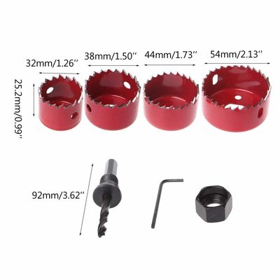 Набор из 6 пил-коронок из углеродистой стали для деревообработки 32-54 мм